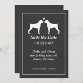 Boxer Dog Silhouetten Hochzeitssache Datum speiche Save The Date (Vorne/Hinten)