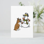 Boxer Dog Snowman Weihnachten Karte (Stehend Vorderseite)