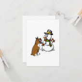 Boxer Dog Snowman Weihnachten Karte (Vorderseite/Rückseite Beispiel)