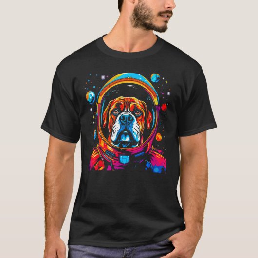 Boxer Dog Space Astronaut T-Shirt (Vorderseite)