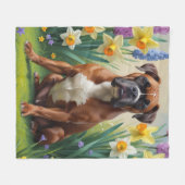 Boxer Dog Spring Blumen Malerei Fleecedecke (Vorderseite (Horizontal))