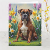 Boxer Dog Spring Blumen Malerei Karte (Gelbe Blume)
