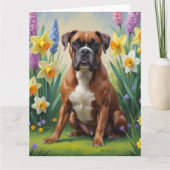 Boxer Dog Spring Blumen Malerei Karte (Vorderseite)