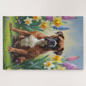 Boxer Dog Spring Blumen Malerei Puzzle (Horizontal)