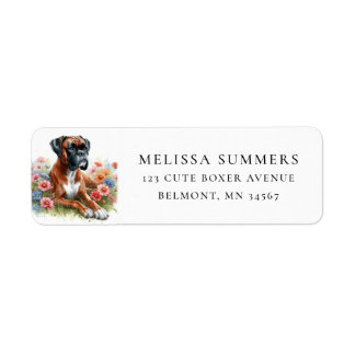 Boxer Dog Spring Wildblumen geben Adressenaufklebe