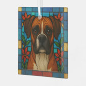 Boxer Dog "Stached Glass" Ornament Aus Glas (Vorderseite links)