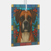 Boxer Dog "Stached Glass" Ornament Aus Glas (Vorderseite Rechts)
