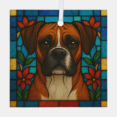 Boxer Dog "Stached Glass" Ornament Aus Glas (Rückseite)