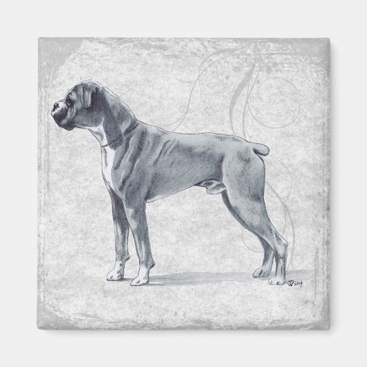 Boxer Dog Stehend Magnet (Vorne)