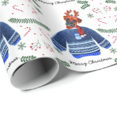 Boxer Dog Tragen Weihnachts-Sweater Festival Geschenkpapier (Rolleneckpunkt)