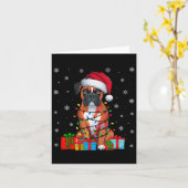 Boxer Dog Ugly Xmas Lights Weihnachtsmannmütze Box Karte (Gelbe Blume)