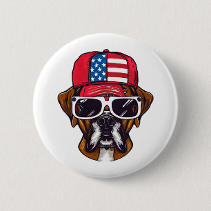 Boxer Dog USA Button