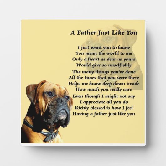 Boxer Dog Vater Gedicht Plaque Fotoplatte (Vorderseite)