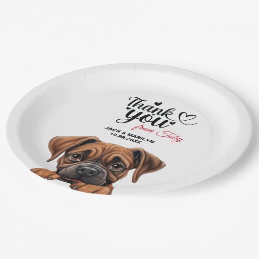 Boxer Dog Vielen Dank Pappteller (Schrägansicht)