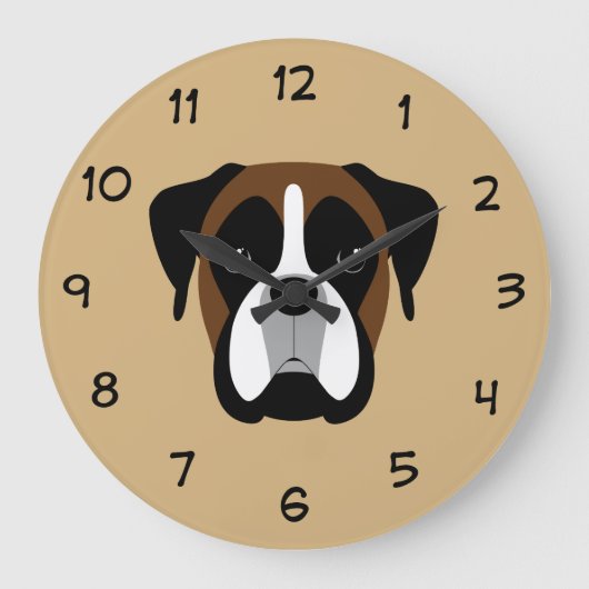Boxer Dog Wall Decks Große Wanduhr (Vorderseite)