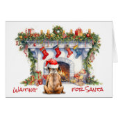 Boxer Dog warten auf Weihnachts-Feuerplatz (Vorderseite (Horizontal))