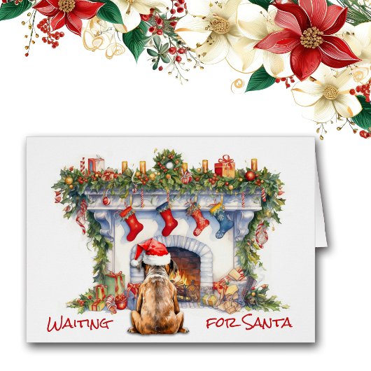 Boxer Dog warten auf Weihnachts-Feuerplatz