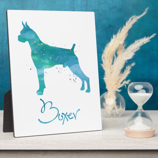 Boxer Dog Watercolor Fotoplatte (Seite)