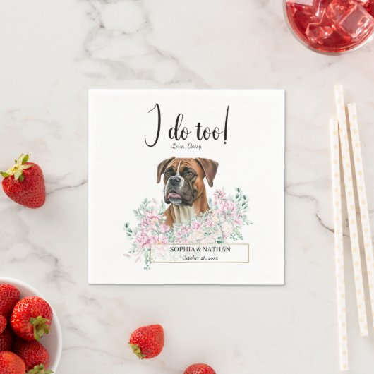 Boxer Dog Wedding Cocktail Napkins Serviette (Beispiel)
