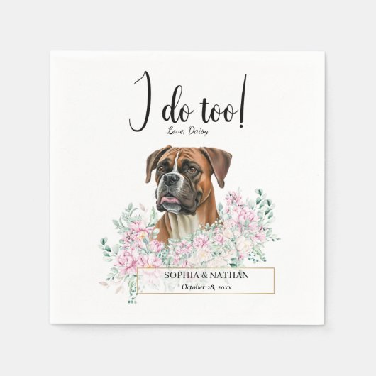 Boxer Dog Wedding Cocktail Napkins Serviette (Vorderseite)