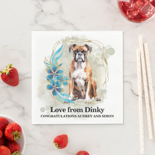 Boxer Dog Wedding Napkins mit Hunde Foto Serviette (Beispiel)