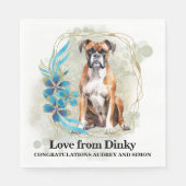 Boxer Dog Wedding Napkins mit Hunde Foto Serviette (Vorderseite)