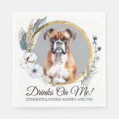 Boxer Dog Wedding Napkins mit Hunde Foto Serviette (Vorderseite)
