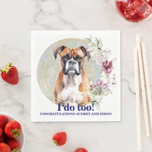 Boxer Dog Wedding Napkins mit Hunde Foto Serviette (Beispiel)