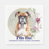 Boxer Dog Wedding Napkins mit Hunde Foto Serviette (Vorderseite)