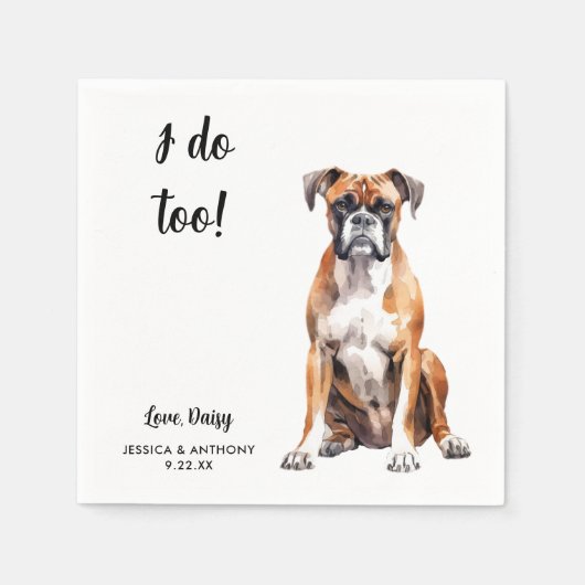 Boxer Dog Wedding Serviette (Vorderseite)