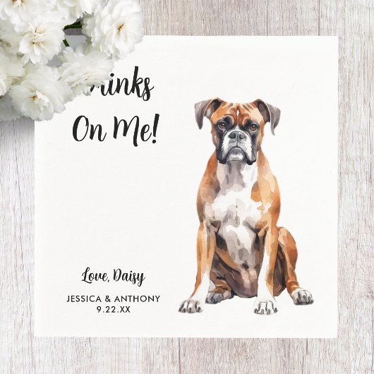 Boxer Dog Wedding Serviette