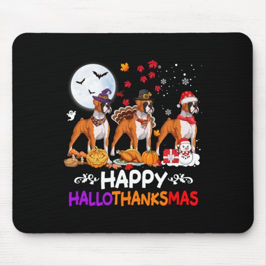 Boxer Dog Weihnachten Glückwunsch Hallothankmas Th Mousepad (Vorne)