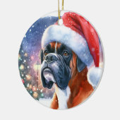 Boxer Dog Weihnachtsmannmütze Weihnachten Keramik Ornament (Links)