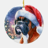 Boxer Dog Weihnachtsmannmütze Weihnachten Keramik Ornament (Hinten)