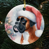 Boxer Dog Weihnachtsmannmütze Weihnachten Keramik Ornament