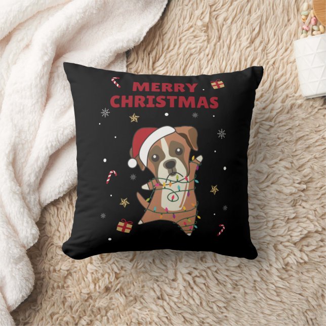 Boxer Dog Weihnachtsschnee Winter Tiere Hunde werf Kissen (Decke)