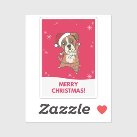 Boxer Dog Weihnachtsschnee Wintertiere Hunde-Stick Aufkleber (Blatt)