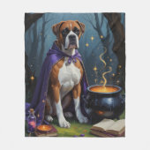 Boxer Dog Whimsical Halloween Malerei Fleecedecke (Vorderseite)