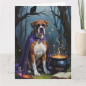 Boxer Dog Whimsical Halloween Malerei Karte (Vorderseite)