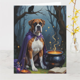 Boxer Dog Whimsical Halloween Malerei Karte
