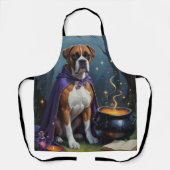 Boxer Dog Whimsical Halloween Malerei Schürze (Vorderseite)