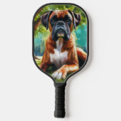 Boxer Dog Wiggle Hinterns & Schwanz Wags 🐾 Pickleball Schläger (Rückseite)