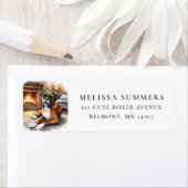 Boxer Dog Winter Fireplace Rückgabeadresse (Insitu)