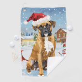 Boxer Dog Winter Wonderland Weihnachtsfreude Golfhandtuch (Insitu)