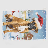 Boxer Dog Winter Wonderland Weihnachtsfreude Golfhandtuch (Horizontal)