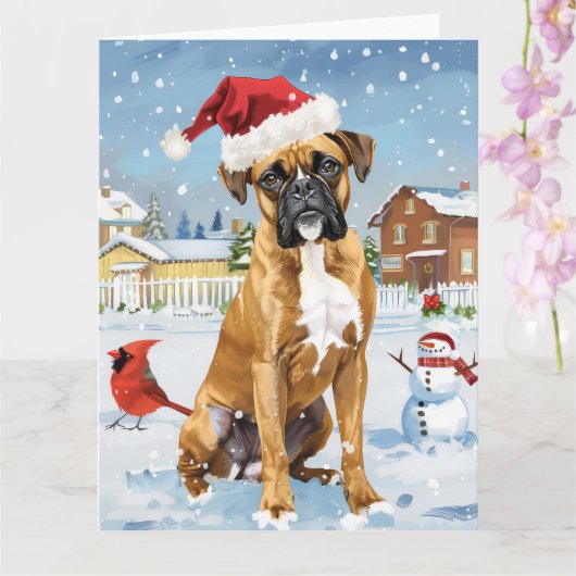 Boxer Dog Winter Wonderland Weihnachtsfreude Karte (Orchidee)