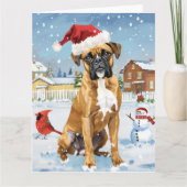 Boxer Dog Winter Wonderland Weihnachtsfreude Karte (Vorderseite)