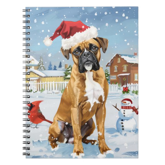 Boxer Dog Winter Wonderland Weihnachtsfreude Notizblock (Vorderseite)