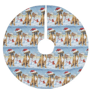 Boxer Dog Winter Wonderland Weihnachtsfreude Polyester Weihnachtsbaumdecke