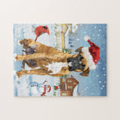Boxer Dog Winter Wonderland Weihnachtsfreude Puzzle (Horizontal)